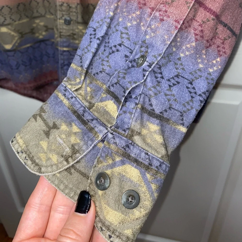 Cabela’s Deerskin Soft Chamois Southwest Geometric Button Shirt – Men’s Size L - Picture 3 of 9